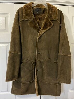 Amazing Bod & Christensen Chocolate Brown Shearling Suede Car Coat Size 44